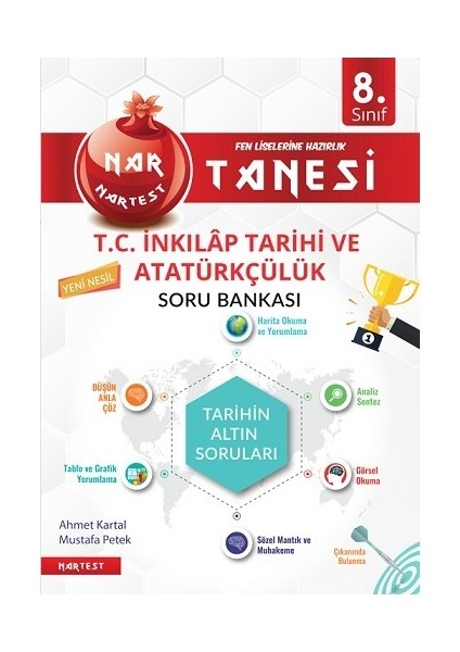 Nartest Yayınevi LGS 8. Sınıf Nar Tanesi Altın Sorular Türkçe ve İnkılap Tarihi Soru Bankası Seti