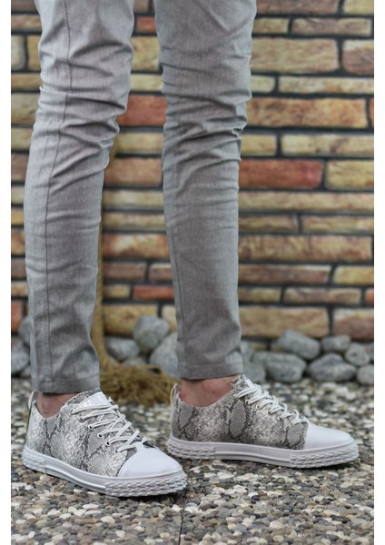 3D Baskılı Beyaz Erkek Sneaker