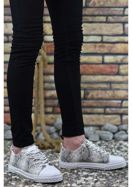 3D Baskılı Beyaz Erkek Sneaker