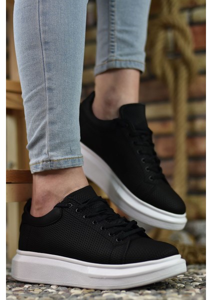 3D Baskılı Siyah Erkek Sneaker