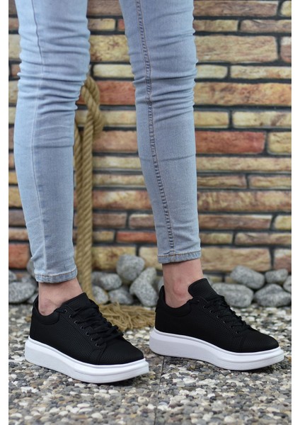 3D Baskılı Siyah Erkek Sneaker