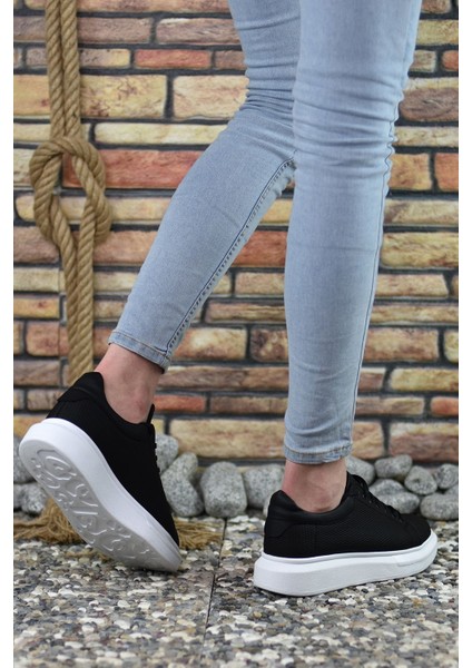 3D Baskılı Siyah Erkek Sneaker
