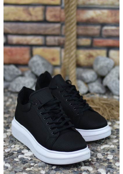 3D Baskılı Siyah Erkek Sneaker