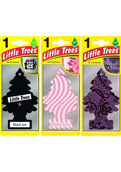 Little Trees 3'lü Set Black Ice - Bubble Gum - Midnight Chic Asma Oto Kokusu