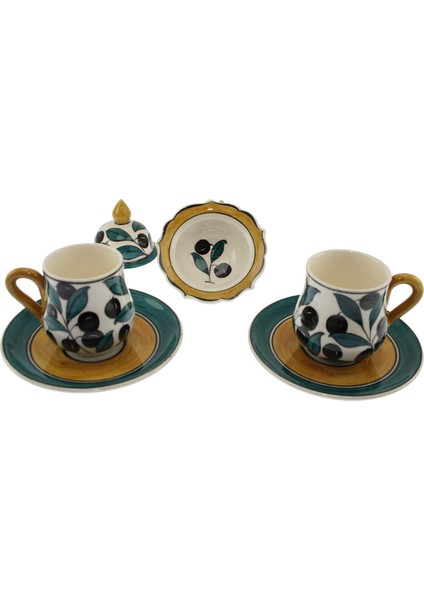 Otantik Çini Zeytin Tasarım Porselen Fincan Lokumluk 2'li fiyatları