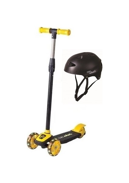 Tekerlekli Kasklı Twist Scooter Sarı
