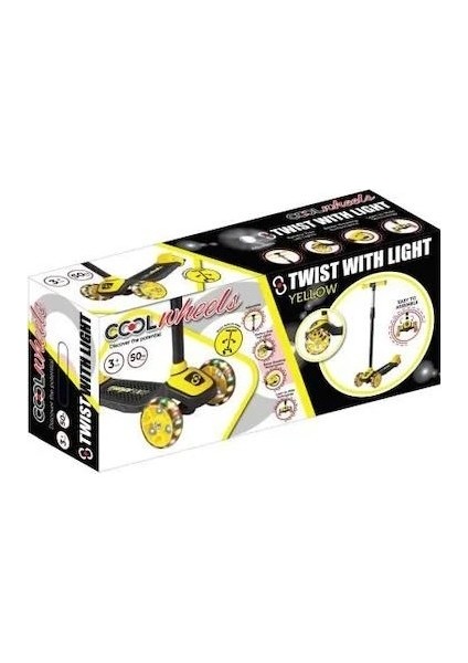 Tekerlekli Kasklı Twist Scooter Sarı
