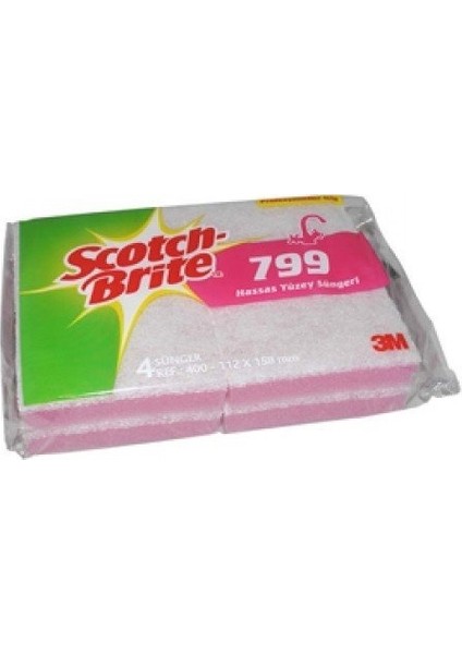 3m Scotch Brite 799 Hassas Yüzey Süngeri 4lü 112 x 158 cm