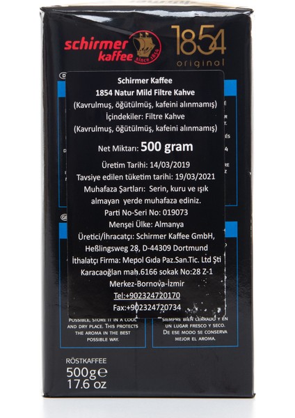 Schirmer Kaffee Naturmild Filtre Kahve 500 gr