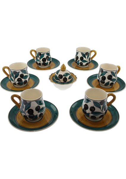 Otantik Çini Arz Odası Sunum Model Porselen Fincan Lokumluk 6'lı