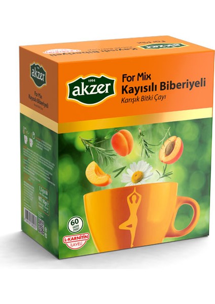 Akzer For-mix Biberiye kayısılı Çay 60lı