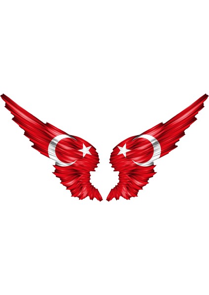 Kanatlı Türk Bayrağı Sticker - 00002