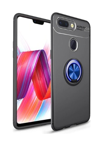 Xiaomi Mi 8 Lite Kılıf Autofocus Shockprof Ravel Yüzüklü Standlı Slikon Kapak Siyah - Lacivert