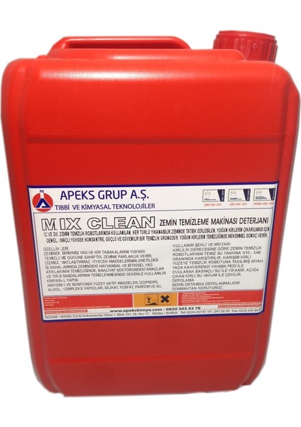 Zemin Temizleme Makinası Deterjanı Mıx Clean Konsantre 5 kg