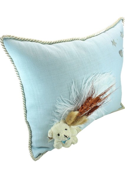 Kuru Çiçek Tanzimli, Ayıcıklı, Takı Yastığı, Mavi modelleri