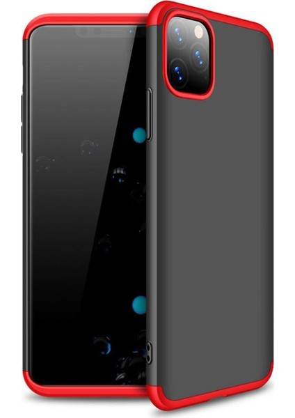 Apple iPhone 11 Pro Kılıf Zore 360 Tam Koruma 3 Parça Ays Kapak Siyah - Kırmızı