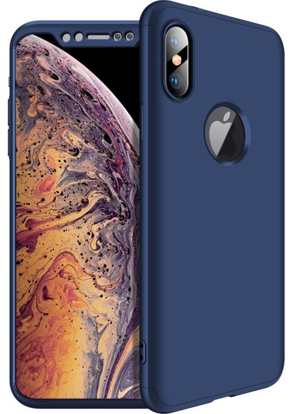 Apple iPhone XS Max 6.5 Kılıf Zore 360 Tam Koruma 3 Parça Ays Kapak Mavi