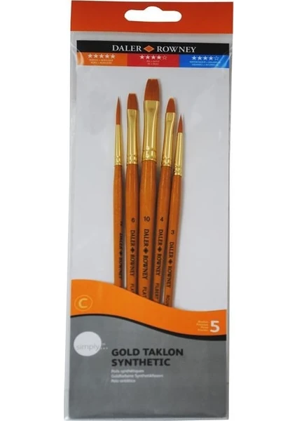 Daler Rowney Simply Gold Taklon Synthetic 5li Fırça Seti KOD:501