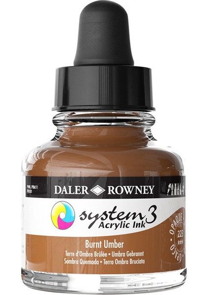 Daler Rowney System 3 Akrilik Mürekkep 29.5 ml 223 Burnt Umber