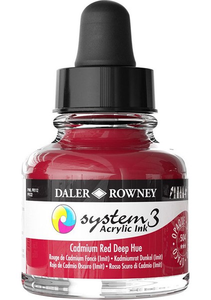 Daler Rowney Dr System 3 Akrilik Mürekkep 29.5 ml 504 Cadmium Red Deep Hue