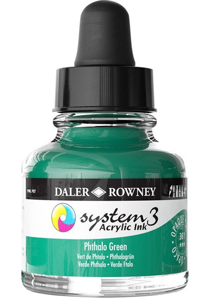 Daler Rowney System 3 Akrilik Mürekkep 29.5 ml 361 Phthalo Green