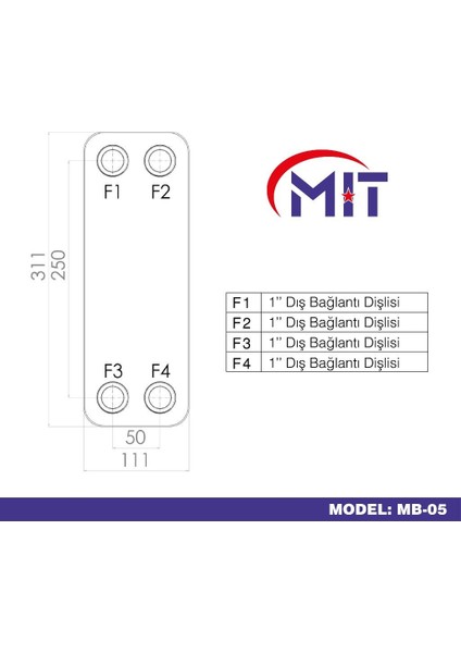Mıt Mb-05 Lehimli Tip Plakalı Isı Eşanjör (16 Plakalı)