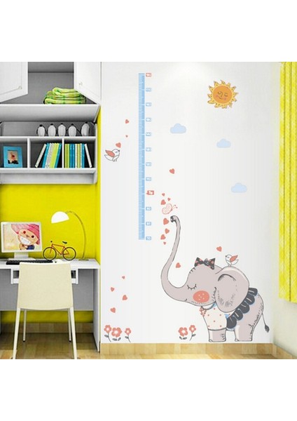 Bebek ve Çocuk Odası Dekoru Boy ve Gelişim Ölçen Fil Pvc Duvar Çıkartması