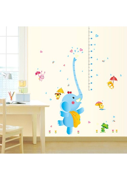 Boy Ölçer Sevimli Fil Bebek ve Çocuk Odası Dekorasyonu Pvc Duvar Sticker