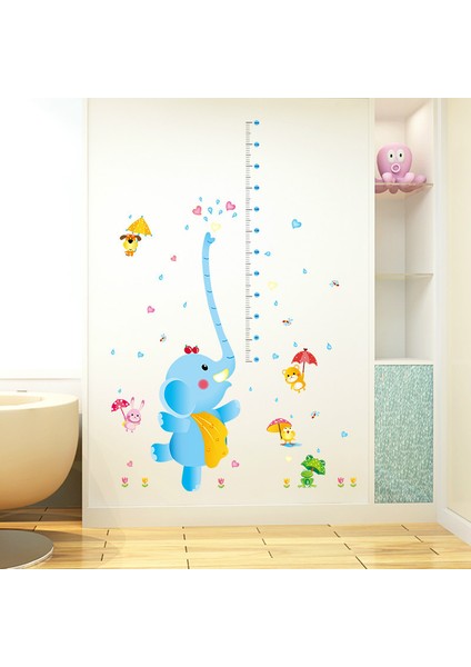 Boy Ölçer Sevimli Fil Bebek ve Çocuk Odası Dekorasyonu Pvc Duvar Sticker fırsatları