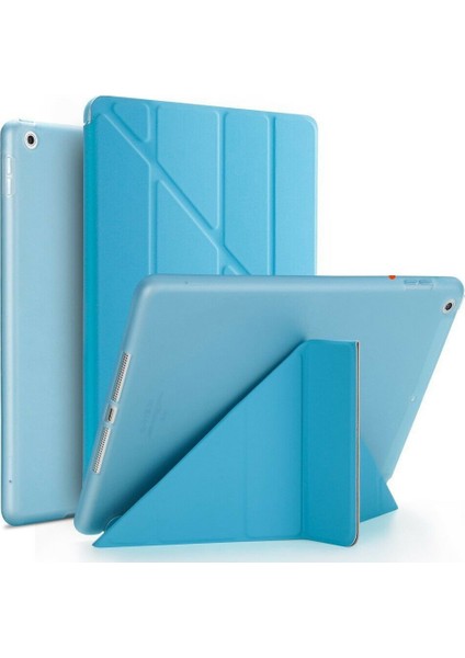 iPad Mini 4 A1538 A1550 Kılıf Smart Cover Y Standlı Uyku Modlu 7.9" Mavi