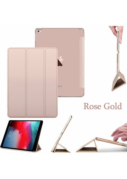 iPad 5. Nesil 9.7" A1822 A1823 Kılıf Renkli Standlı Uyku Modlu Smart Cover Bakır