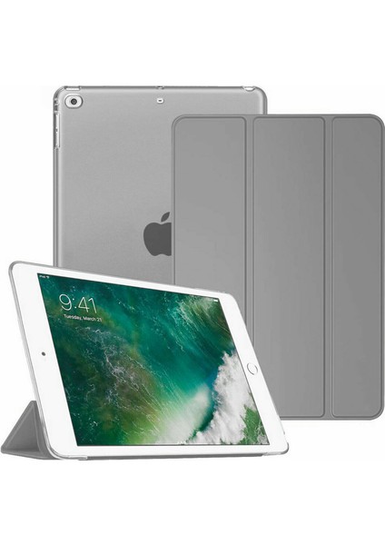 iPad 5. Nesil 9.7" A1822 A1823 Kılıf Renkli Standlı Uyku Modlu Smart Cover Gümüş fiyatları
