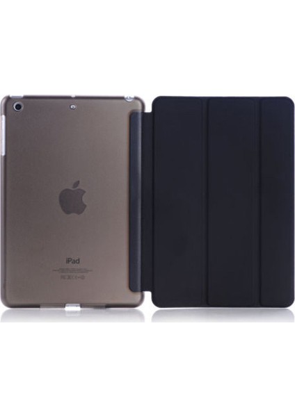 iPad Air 2 9.7" A1566 A1567 Kılıf Renkli Standlı Uyku Modlu Smart Cover Siyah