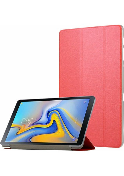 Samsung Tab A T510 T515 T517 10.1" Kılıf Renkli Standlı Uyku Modlu Kırmızı