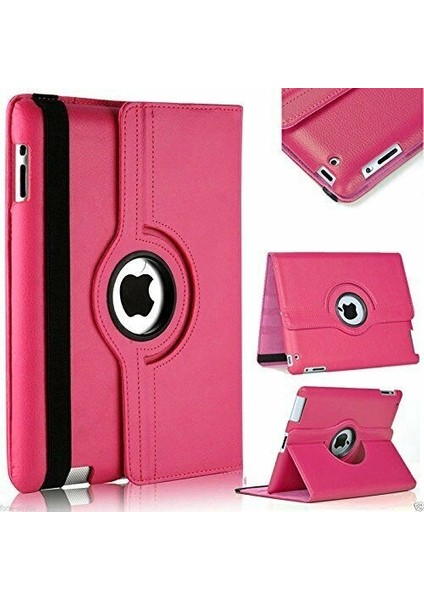 iPad 5. Nesil 2017 A1822 A1823 Kılıf Deri Uyku Modlu 360° Dönerli Standlı 9.7" Pembe