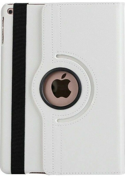 iPad 6. Nesil 2018 Kılıf Deri Uyku Modlu 360° Dönerli Standlı Komple Koruma 9.7" Beyaz