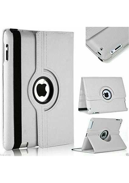 iPad Mini 5 Kılıf Deri Uyku Modlu 360° Dönerli Standlı Komple Koruma 7.9" Gri-Gri