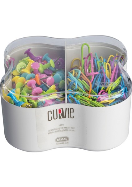 Curvie 1359 Renkli Ataş 28 mm 250'LI ve Harita Çivisi 175'LI