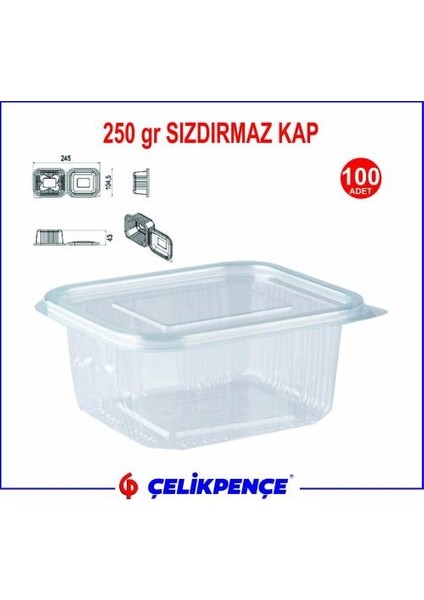 Plastik Sızdırmaz Kap 100'lü 250 gr fiyatları