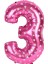 3 Rakam Pembe Kalp Folyo Balon 40 cm 1