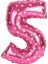 5 Rakam Pembe Kalp Folyo Balon 40 cm 1