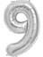 9 Rakam Gümüş Folyo Balon 40 cm 1