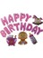 Folyo Balon Harf Happy Birtyhday Set Pembe Beyaz Kalpli 40 cm 1