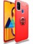 Samsung Galaxy M30S Kılıf Ultra Korumalı Yüzüklü Manyetik Ravel Silikon Kırmızı 1