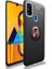 Samsung Galaxy M30S Kılıf Ultra Korumalı Yüzüklü Manyetik Ravel Silikon Siyah - Rose 1
