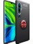 Xiaomi Mi Note 10 Pro Kılıf Ultra Korumalı Yüzüklü Manyetik Ravel Silikon Siyah - Kırmızı 1