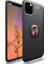 Apple iPhone 11 Pro Kılıf Ultra Korumalı Yüzüklü Manyetik Ravel Silikon Siyah - Rose + Cam Ekran Koruyucu 1