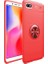 Huawei Y5 2018 Kılıf Ultra Korumalı Yüzüklü Manyetik Ravel Silikon Kırmızı + Cam Ekran Koruyucu 1