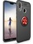 Huawei P Smart 2019 Kılıf Ultra Korumalı Yüzüklü Manyetik Ravel Silikon Siyah - Kırmızı + Cam Ekran Koruyucu 1
