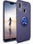 Huawei P Smart 2019 Kılıf Ultra Korumalı Yüzüklü Manyetik Ravel Silikon Lacivert + Cam Ekran Koruyucu 1